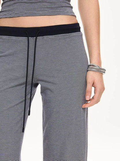 KVKV Yoga Clothing Brand - Stripe Knit Drawstring Wide Leg Yoga Pants