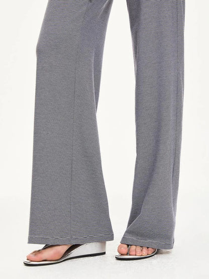 KVKV Yoga Clothing Brand - Stripe Knit Drawstring Wide Leg Yoga Pants