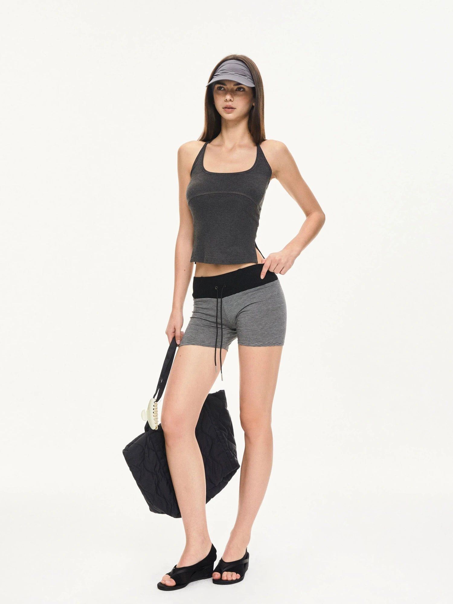 KVKV Yoga Clothing Brand - Stripe Texture Yoga Running Shorts
