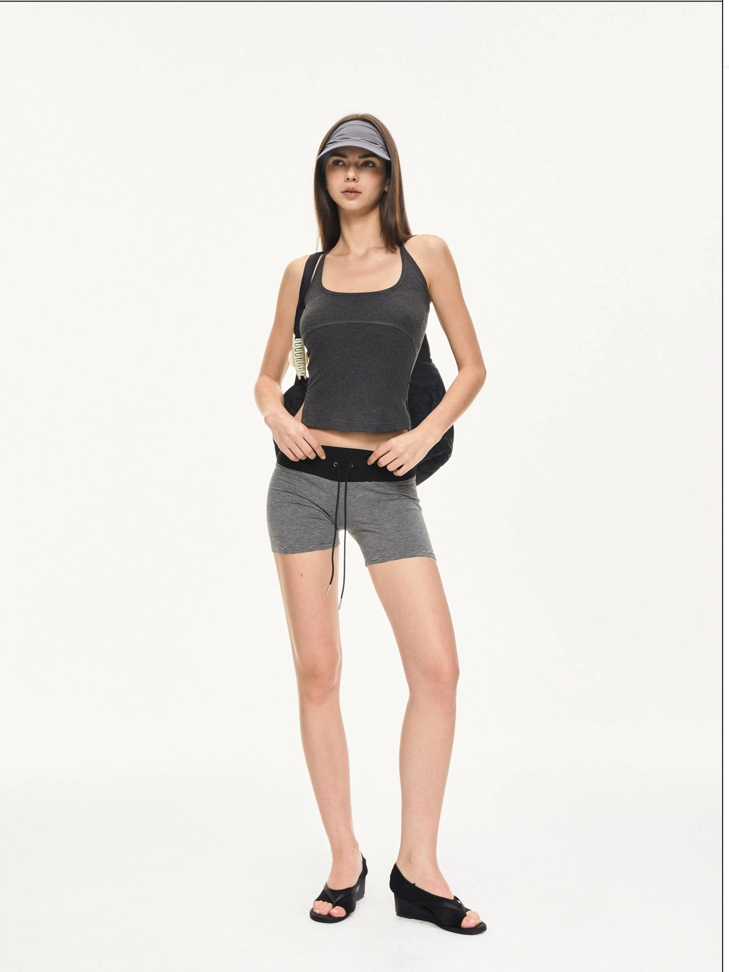 KVKV Yoga Clothing Brand - Stripe Texture Yoga Running Shorts