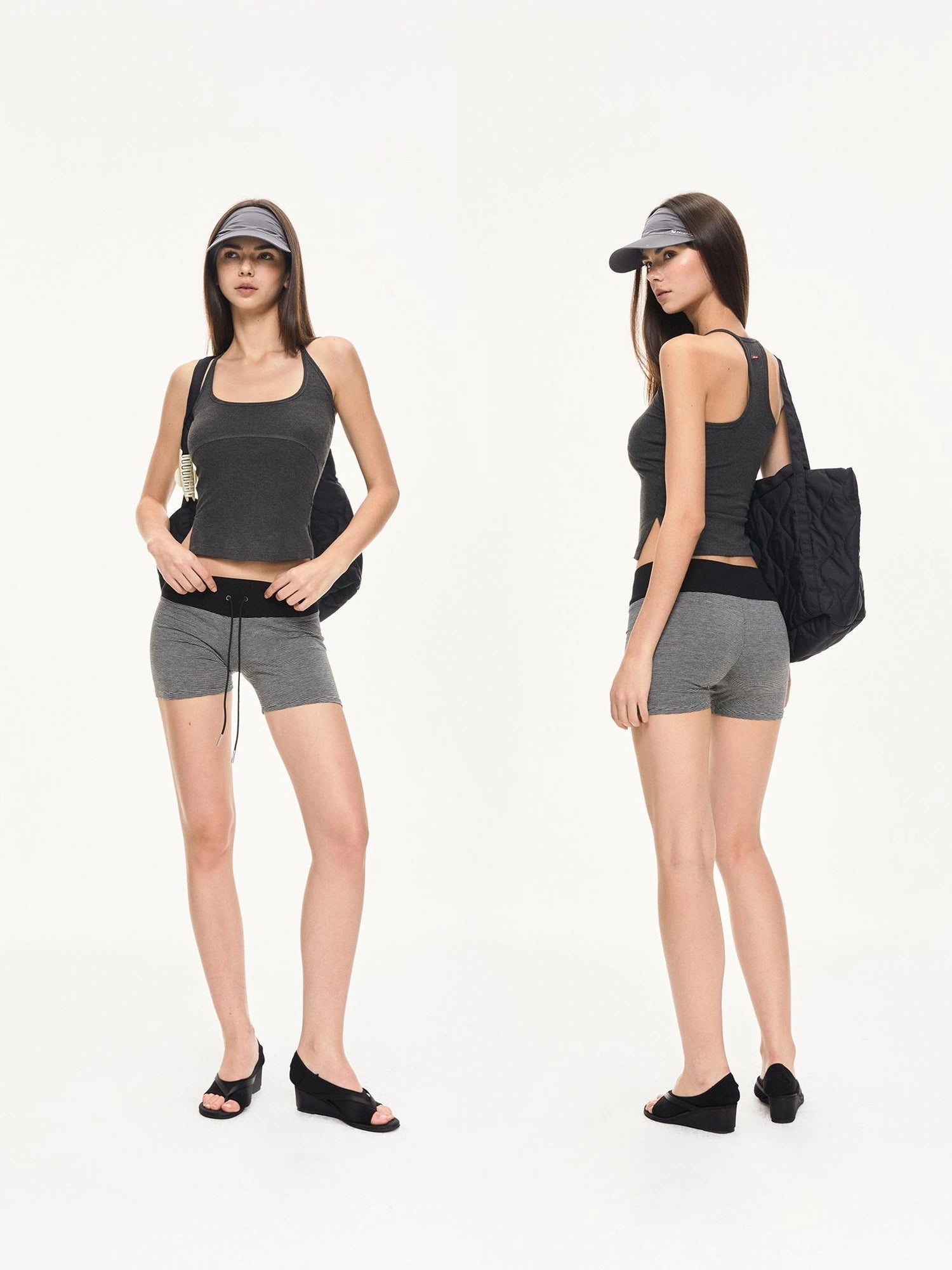 KVKV Yoga Clothing Brand - Stripe Texture Yoga Running Shorts