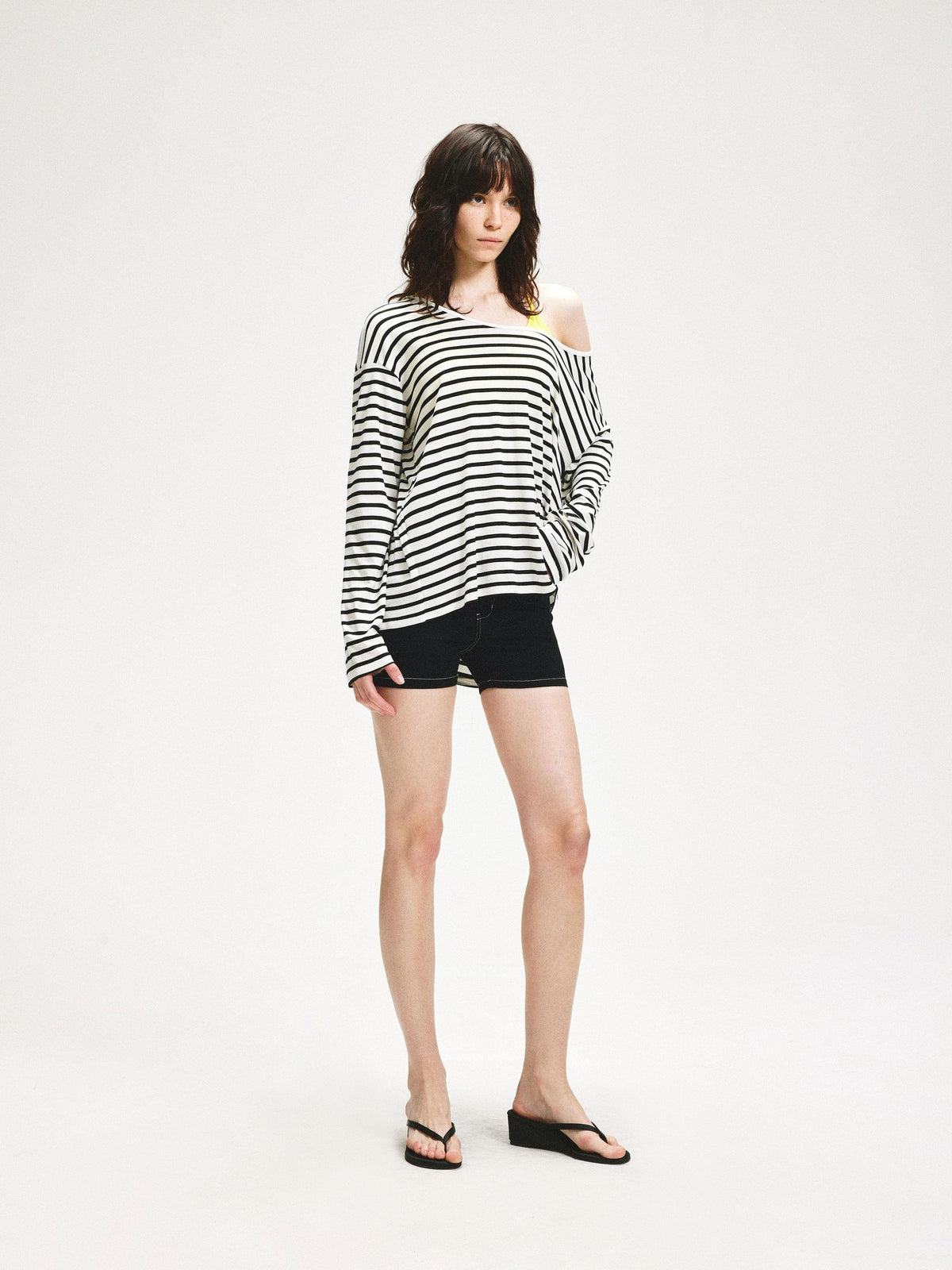 kvkv Striped Asymmetric Slant Neck Lyocell Women&