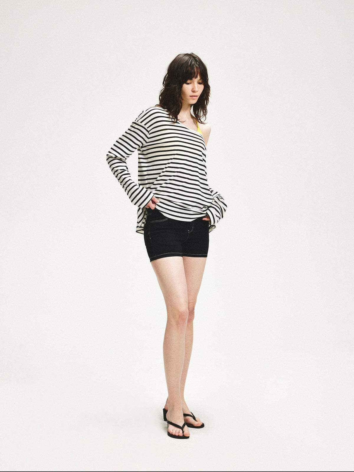 kvkv Striped Asymmetric Slant Neck Lyocell Women&