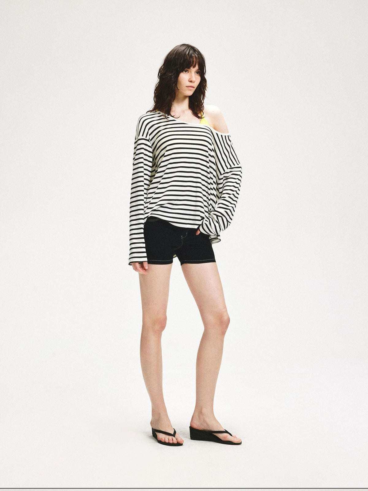 kvkv Striped Asymmetric Slant Neck Lyocell Women&