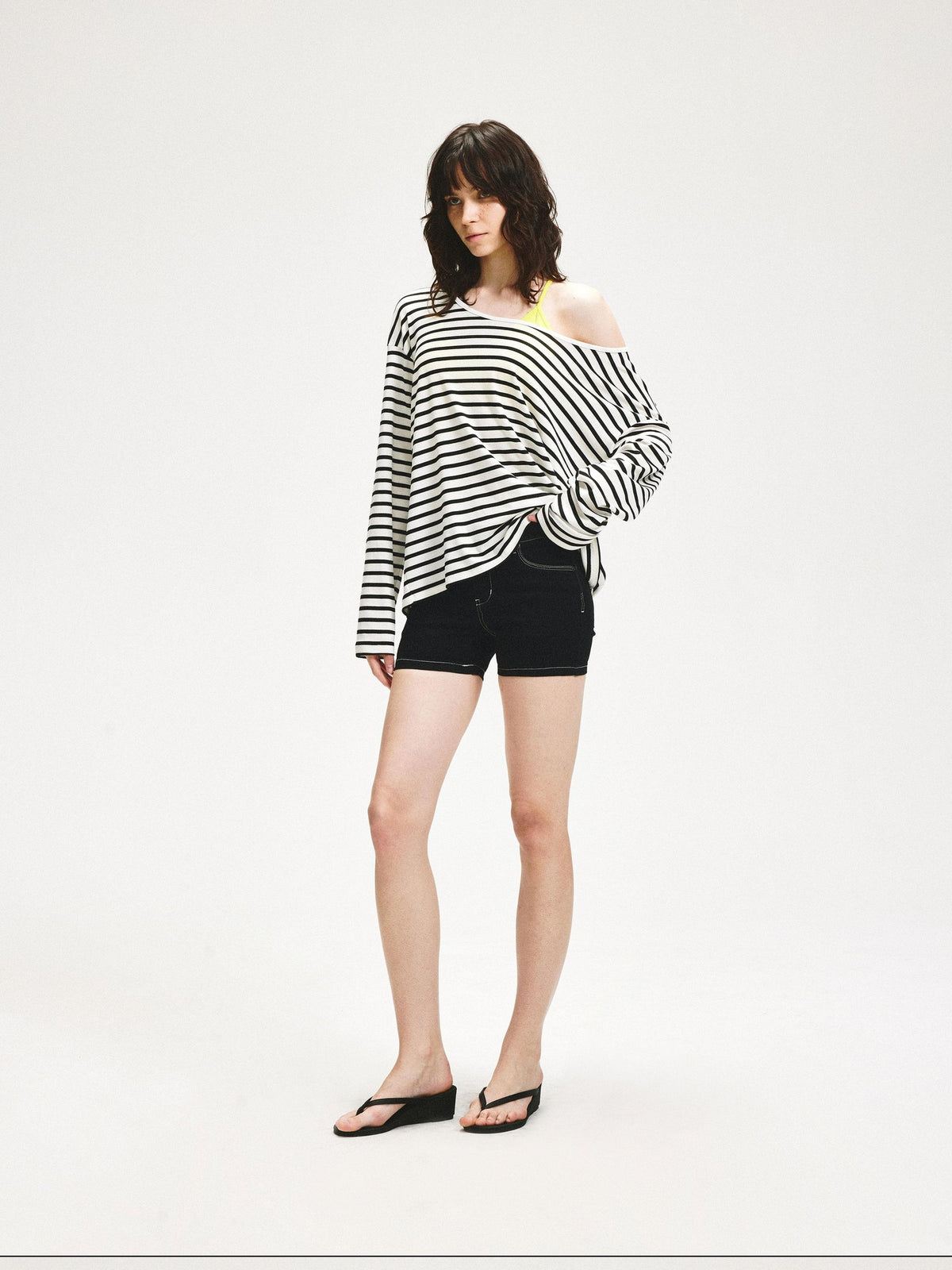 kvkv Striped Asymmetric Slant Neck Lyocell Women&