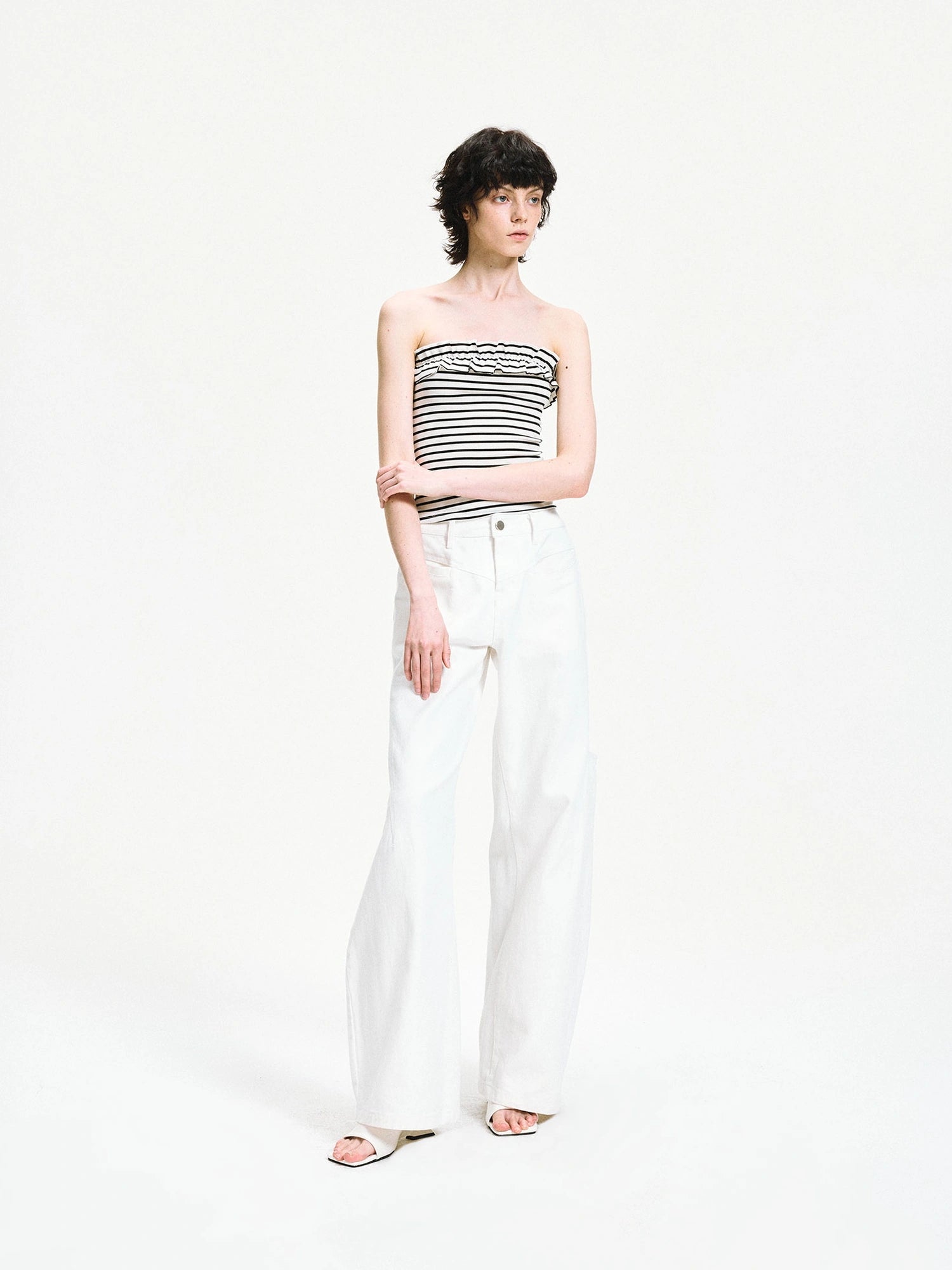 kvkv Striped Contour Lace Trim Bandeau Top