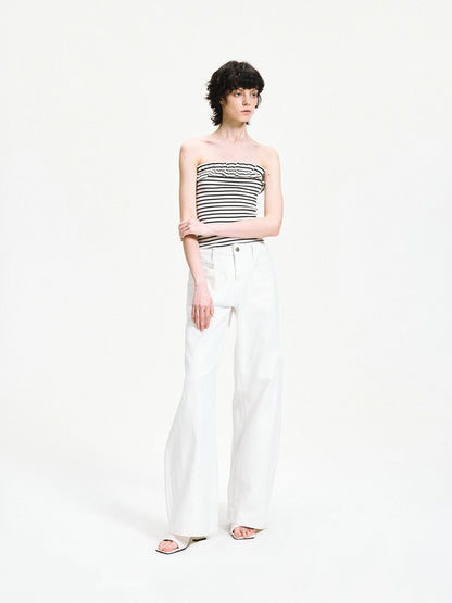 kvkv Striped Contour Lace Trim Bandeau Top