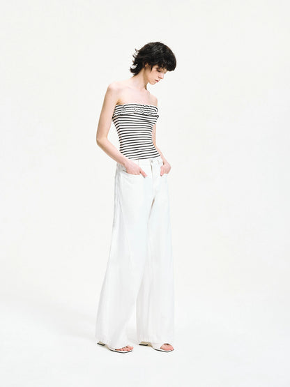 kvkv Striped Contour Lace Trim Bandeau Top