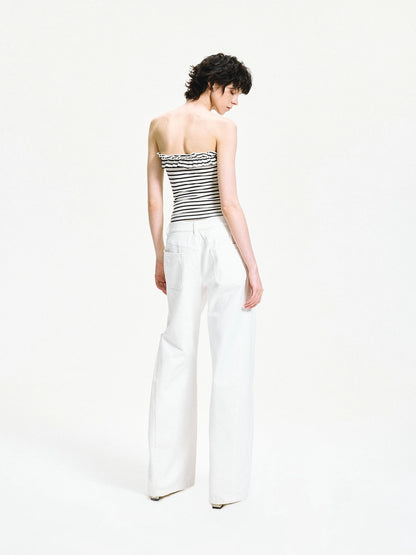 kvkv Striped Contour Lace Trim Bandeau Top