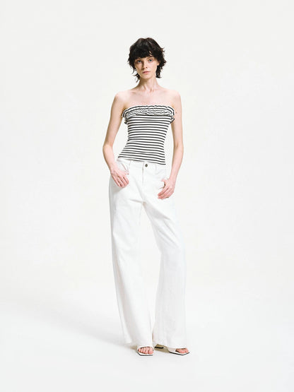 kvkv Striped Contour Lace Trim Bandeau Top
