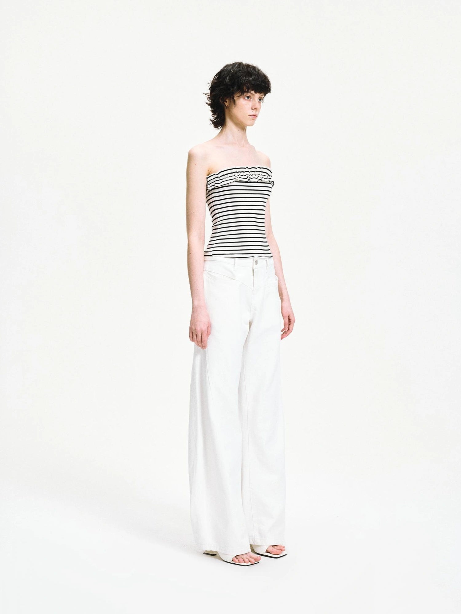 kvkv Striped Contour Lace Trim Bandeau Top