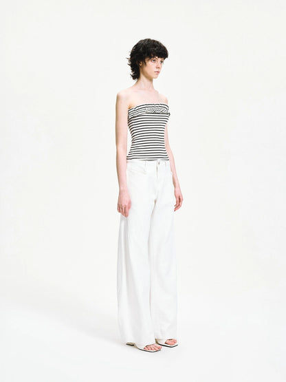 kvkv Striped Contour Lace Trim Bandeau Top