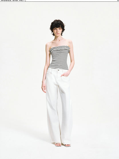 kvkv Striped Contour Lace Trim Bandeau Top