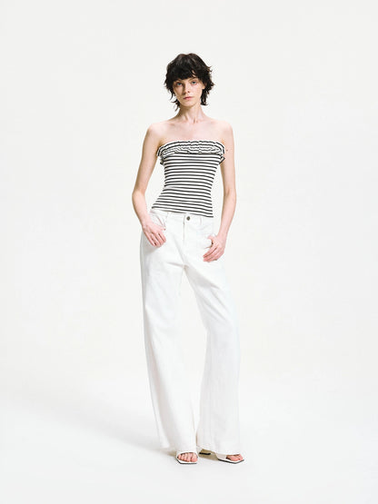 kvkv Striped Contour Lace Trim Bandeau Top