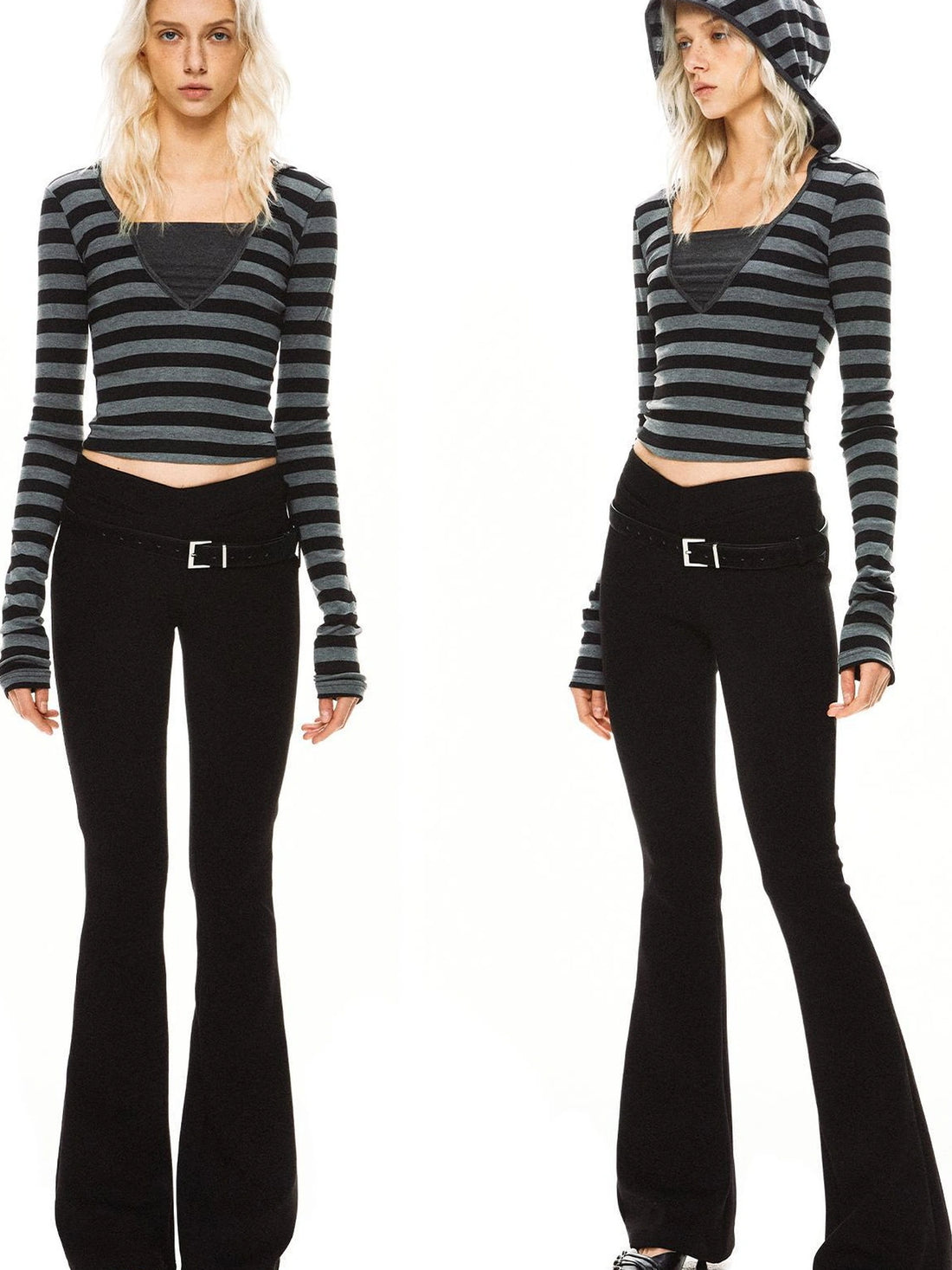 kvkv Striped Hoodie With Detachable Waistband