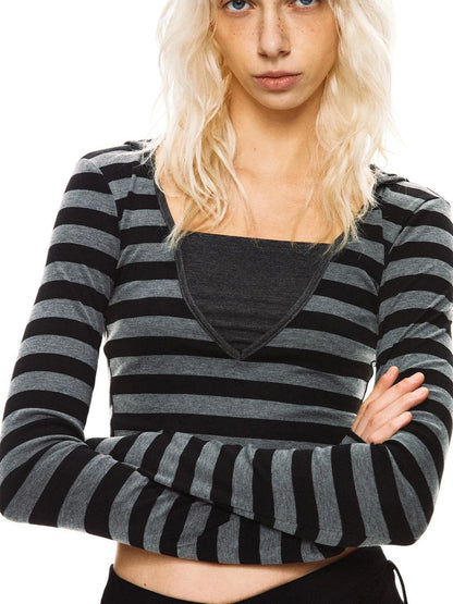kvkv Striped Hoodie With Detachable Waistband