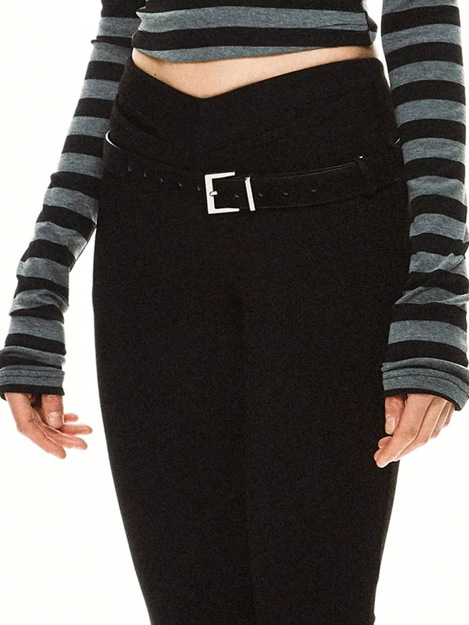 kvkv Striped Hoodie With Detachable Waistband
