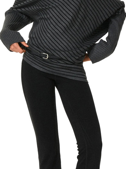 kvkv Striped Knit Batwing Sleeve Belted Sweater