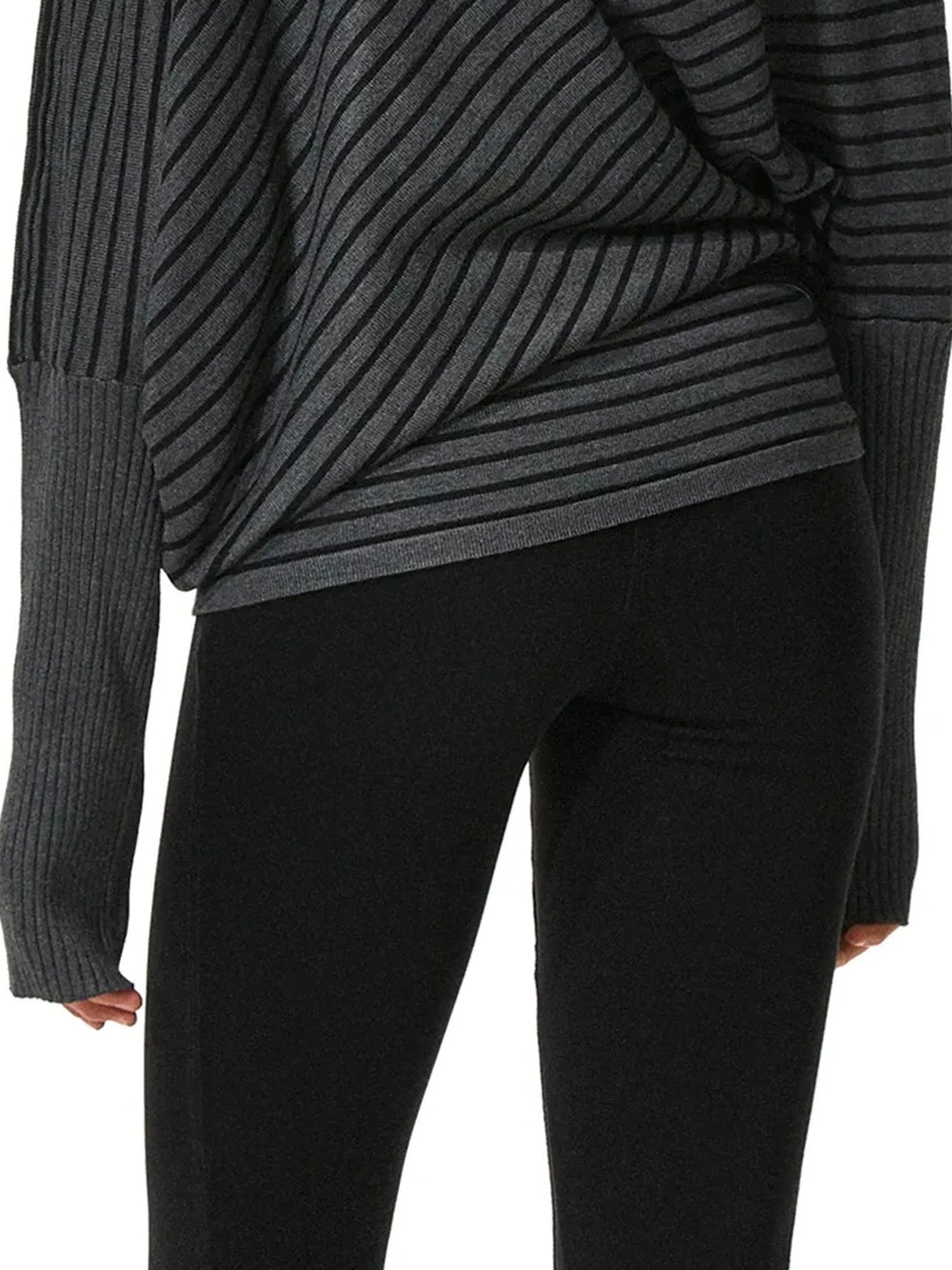 kvkv Striped Knit Batwing Sleeve Belted Sweater