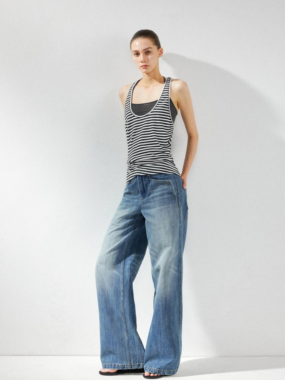kvkv Striped Layered Tank Top Set