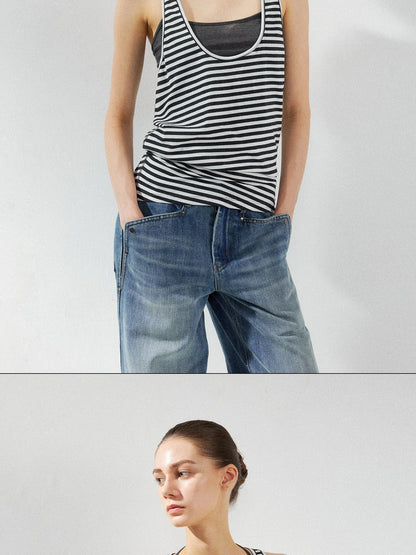 kvkv Striped Layered Tank Top Set