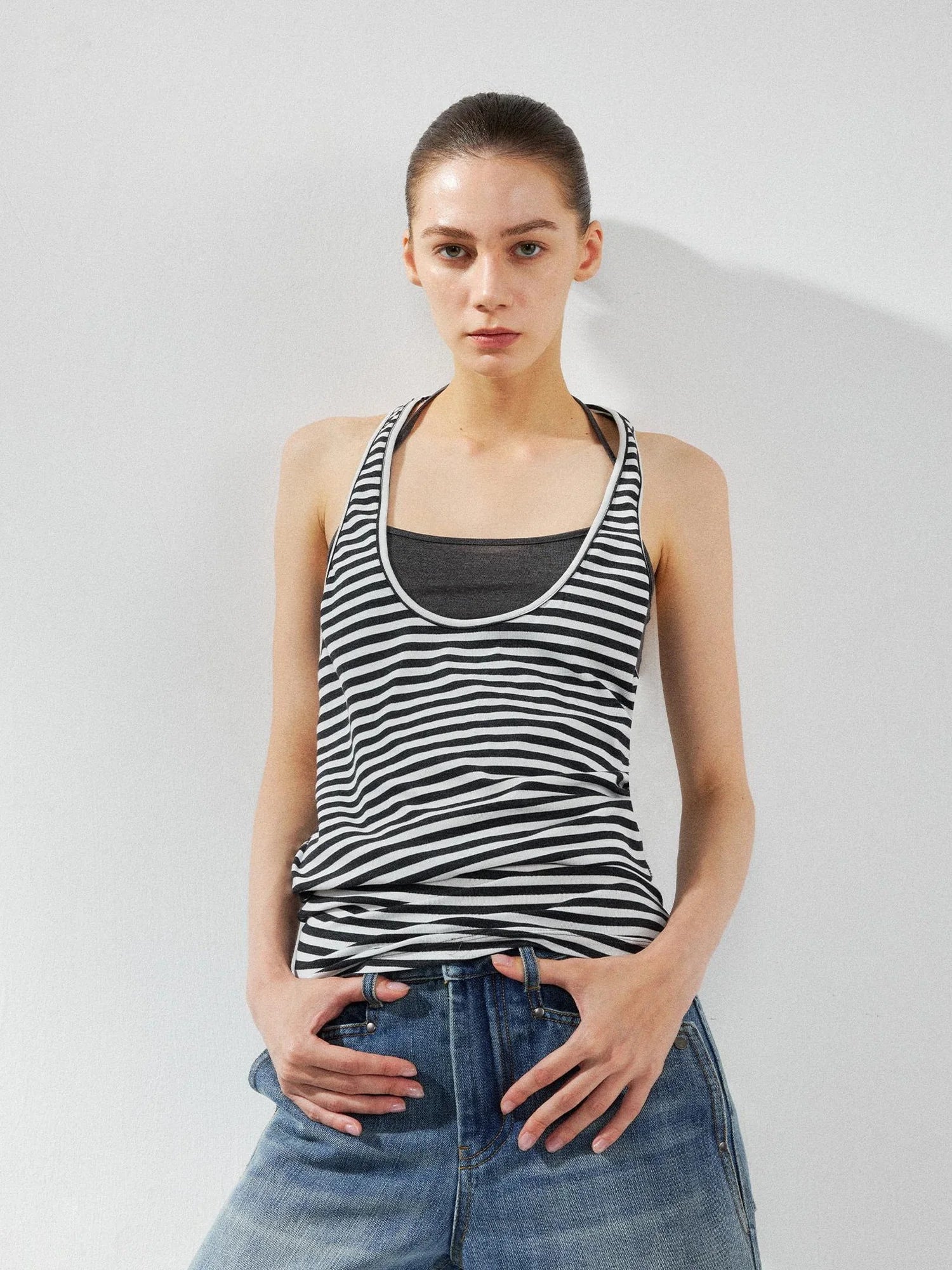 kvkv Striped Layered Tank Top Set
