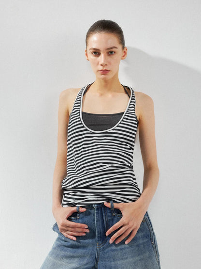 kvkv Striped Layered Tank Top Set