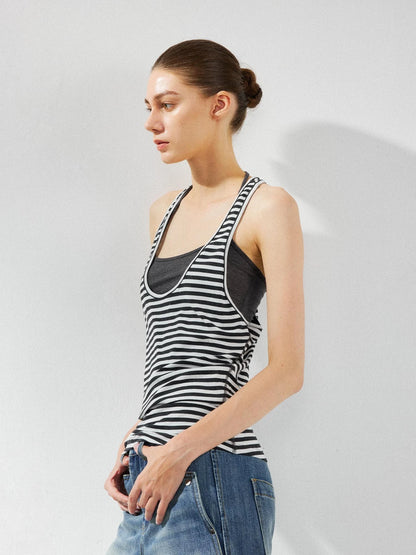 kvkv Striped Layered Tank Top Set