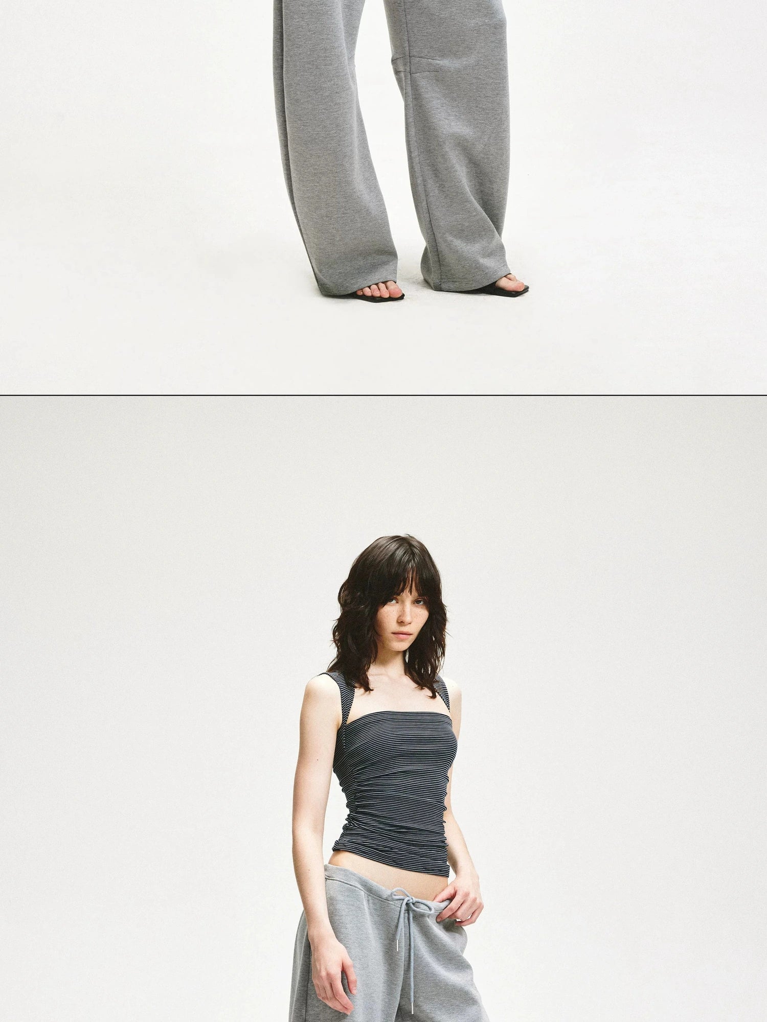 KVKV Yoga Clothing Brand - Striped Square Neck Pleated Vest