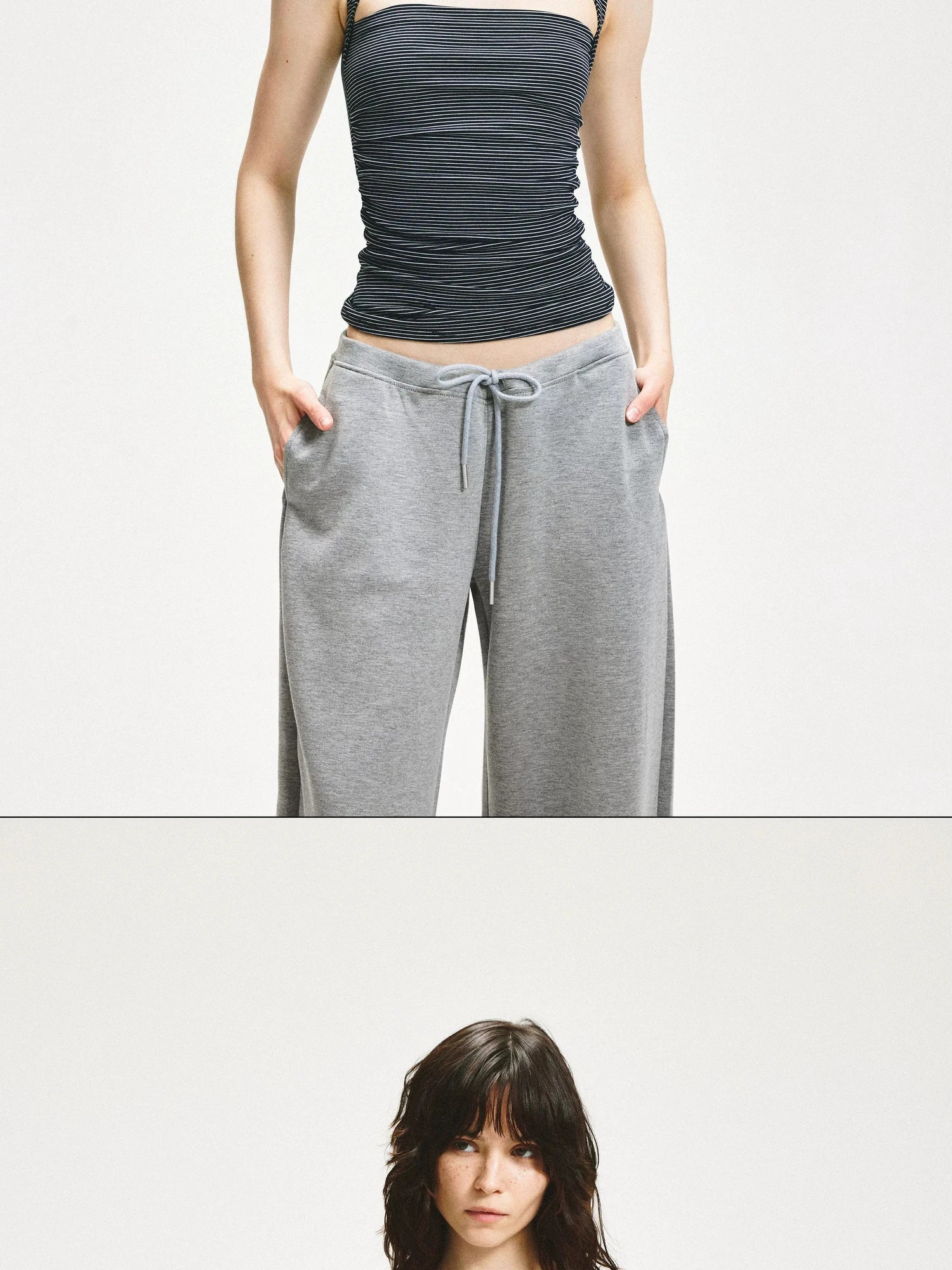 KVKV Yoga Clothing Brand - Striped Square Neck Pleated Vest