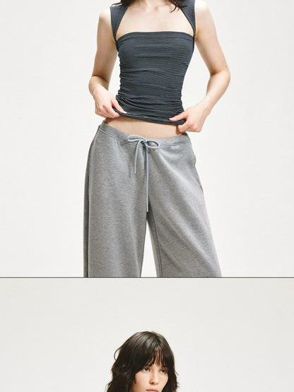 KVKV Yoga Clothing Brand - Striped Square Neck Pleated Vest