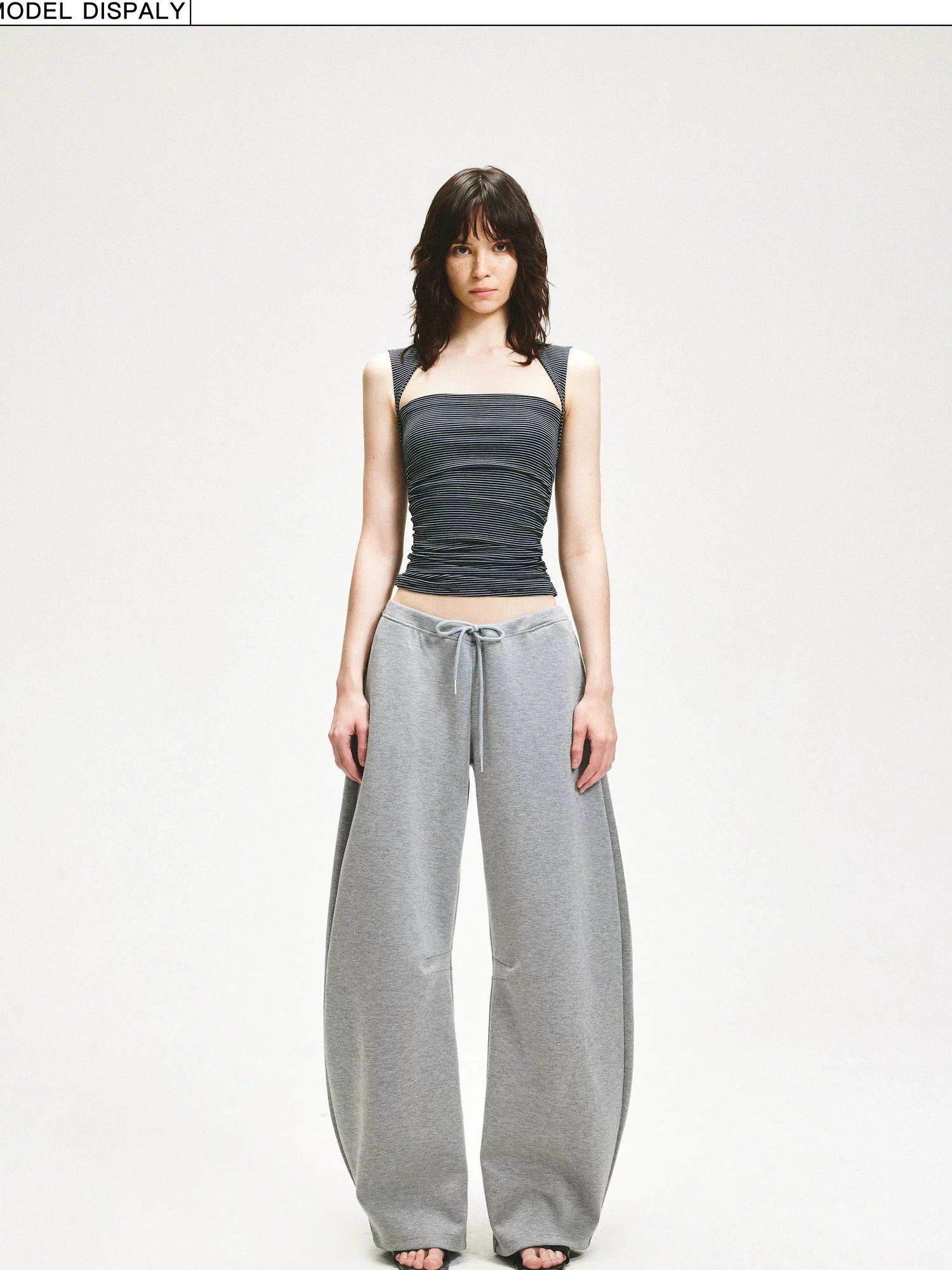 KVKV Yoga Clothing Brand - Striped Square Neck Pleated Vest