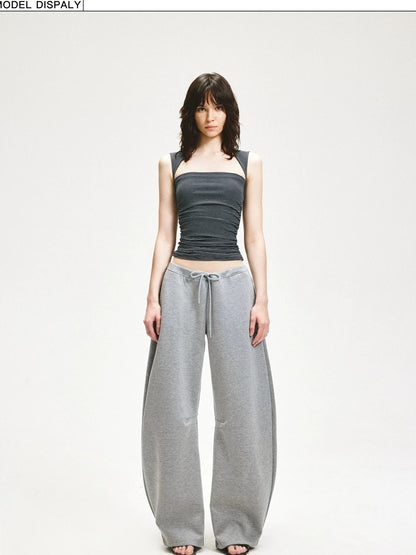 KVKV Yoga Clothing Brand - Striped Square Neck Pleated Vest