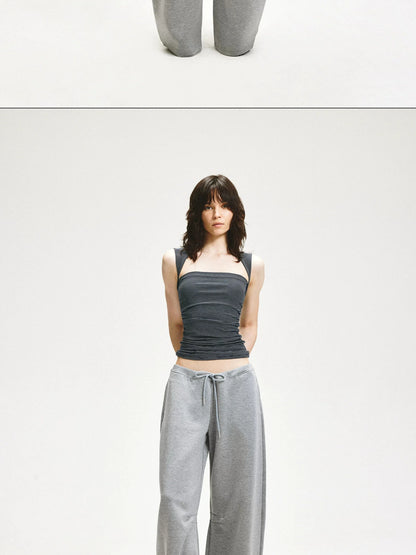 KVKV Yoga Clothing Brand - Striped Square Neck Pleated Vest
