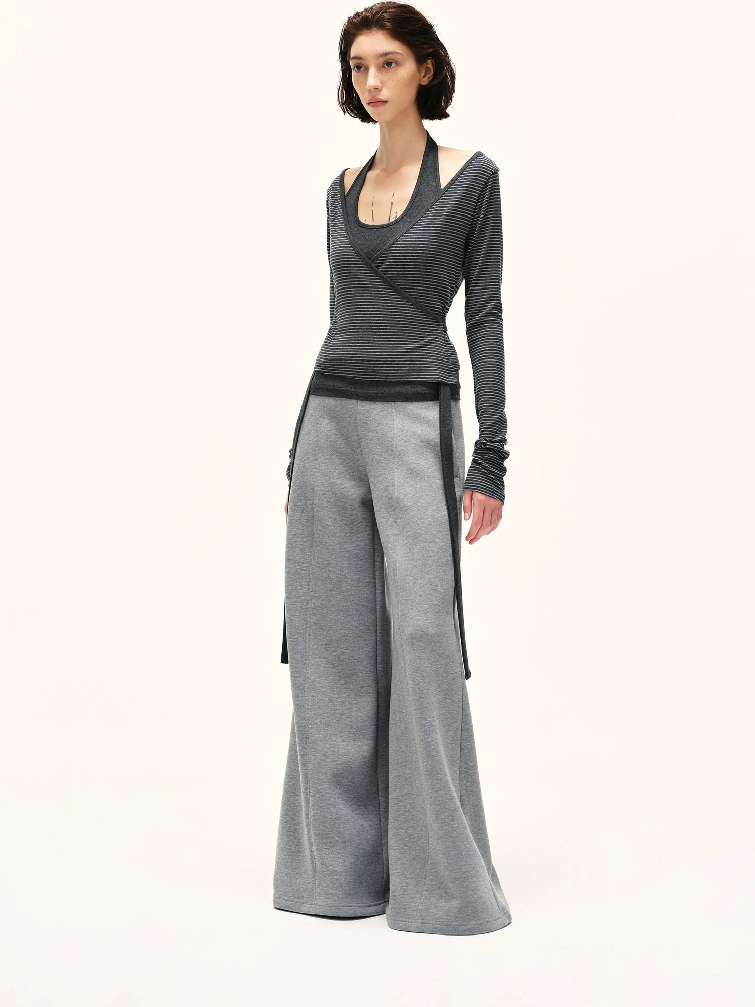 kvkv Striped Tie Up Two Piece Outerwear