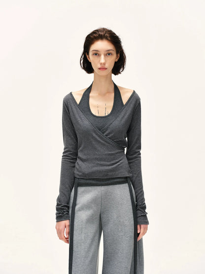 kvkv Striped Tie Up Two Piece Outerwear