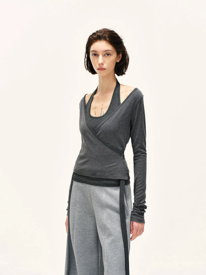 kvkv Striped Tie Up Two Piece Outerwear