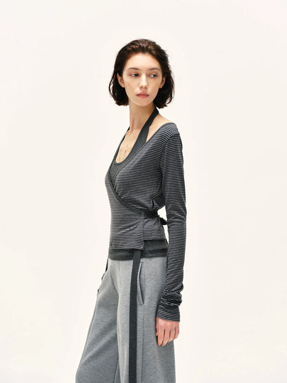 kvkv Striped Tie Up Two Piece Outerwear