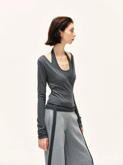 kvkv Striped Tie Up Two Piece Outerwear