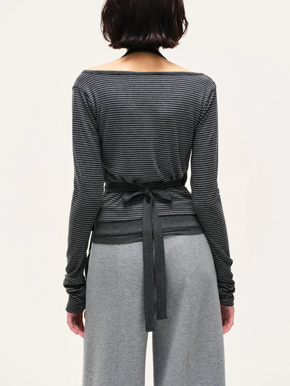 kvkv Striped Tie Up Two Piece Outerwear
