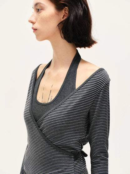 kvkv Striped Tie Up Two Piece Outerwear