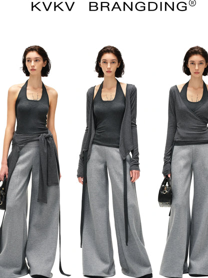 kvkv Striped Tie Up Two Piece Outerwear