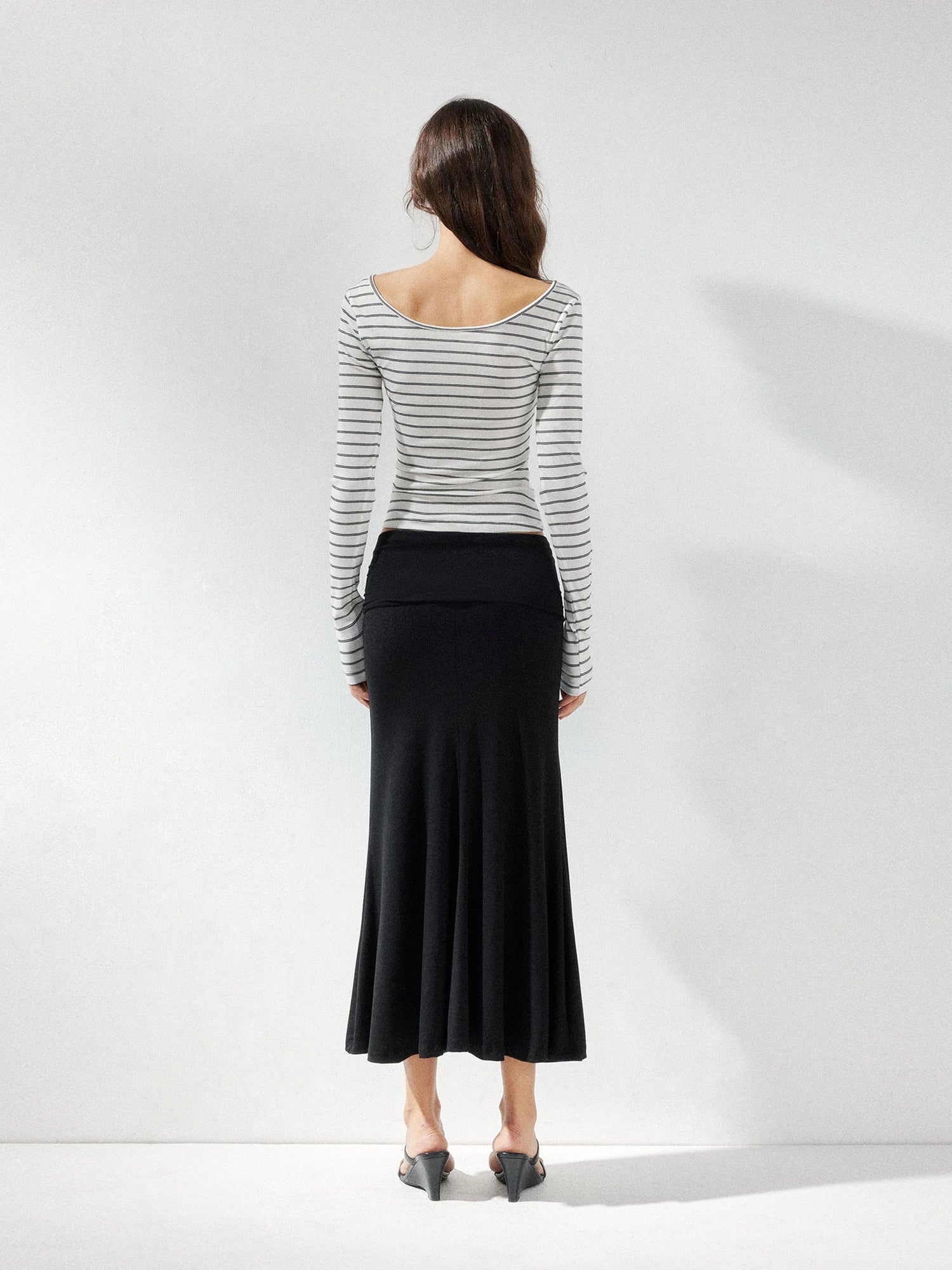 kvkv Striped U Neck Beaded Tie Front Blouse