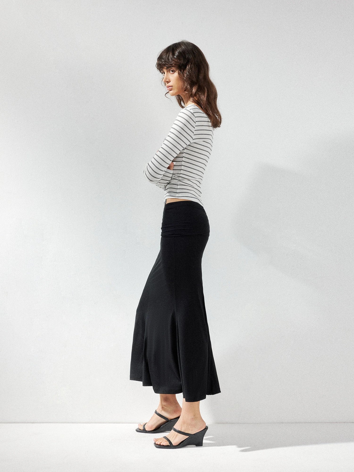kvkv Striped U Neck Beaded Tie Front Blouse