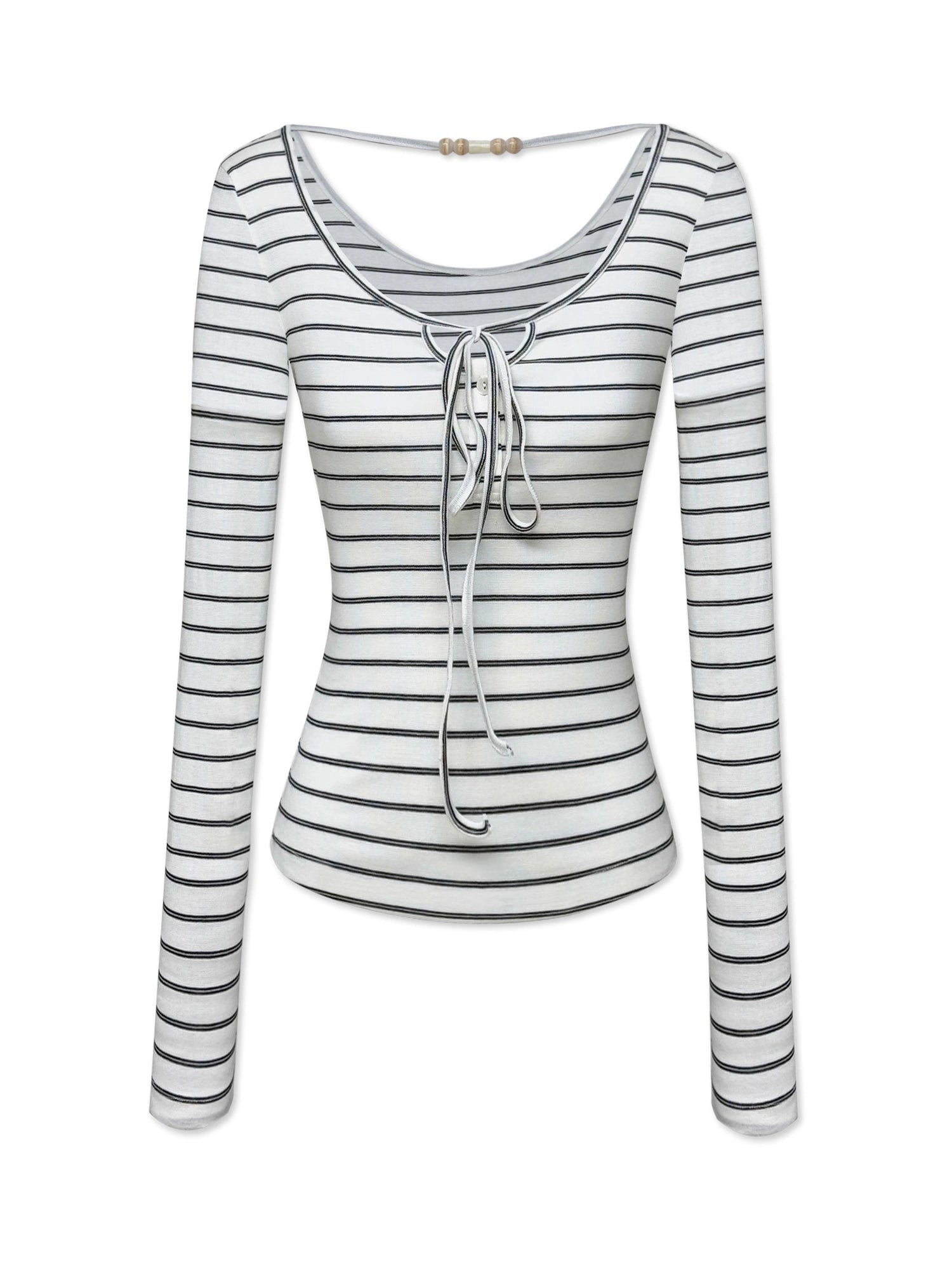 kvkv_Striped_U_Neck_Beaded_Tie_Front_Blouse_MISSTT