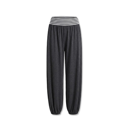 kvkv_Striped_Waistband_Dark_Grey_Loose_Tapered_Skin_Feel_Women&