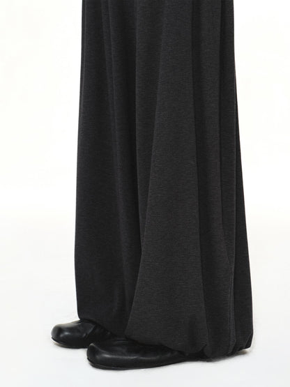 kvkv Striped Waistband Dark Grey Loose Tapered Skin Feel Women&
