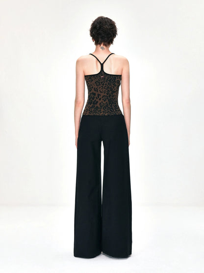 kvkv Tank Top With Leopard Print Trim