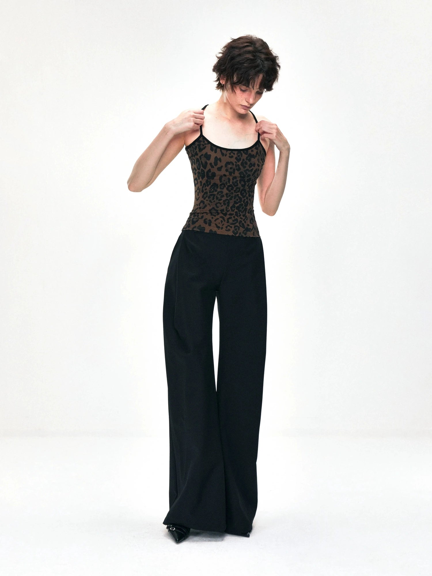 kvkv Tank Top With Leopard Print Trim