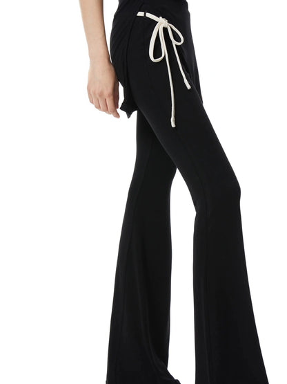 kvkv Tencel Flared Yoga Pants With Bow Tie Waist